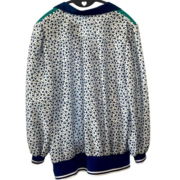 VTG Abstract Floral Print Banded Waist Collared Shirt | L - Picture 3 of 4